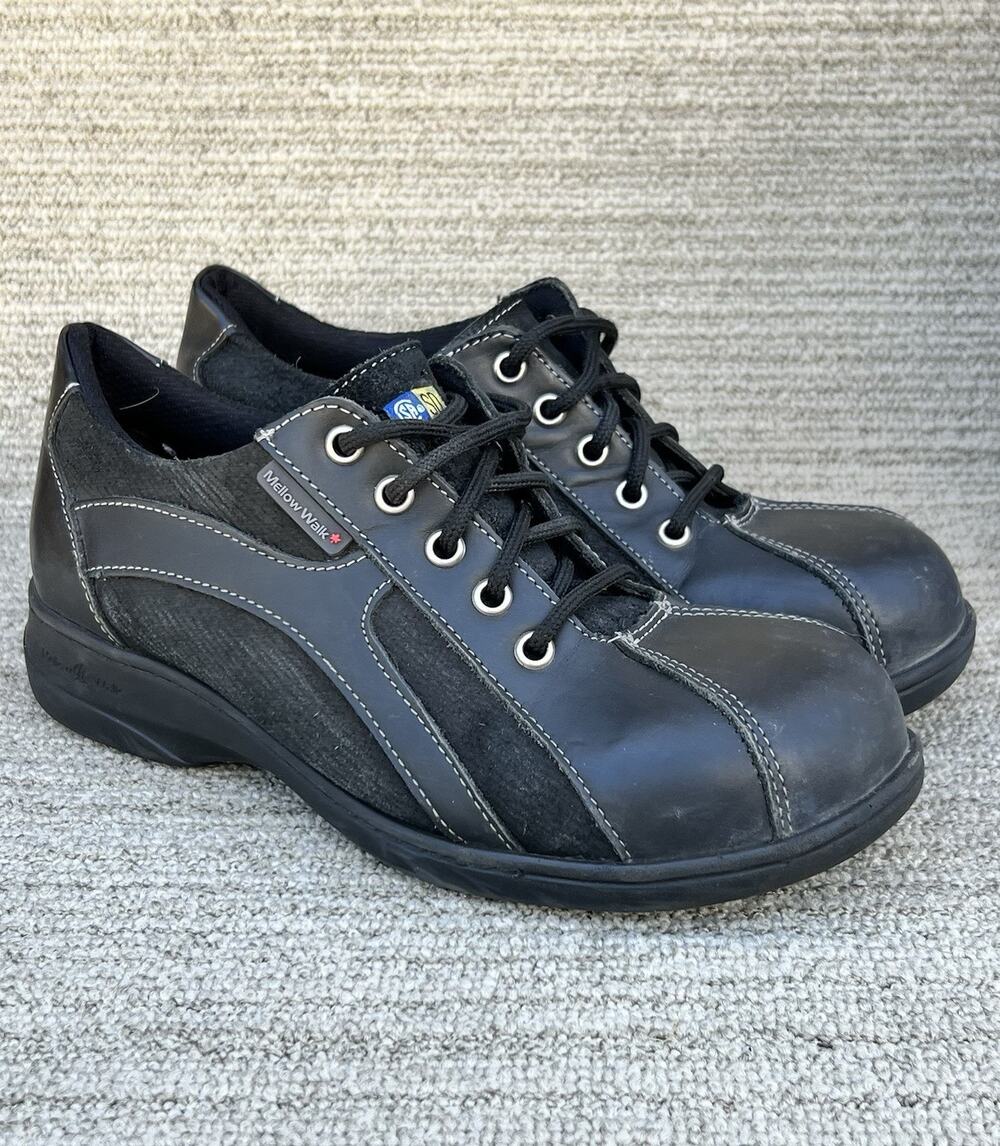 Mellow Walk Work Shoes Steel Toe Static Dissipating Sole Lace Up Women Size 7.5
